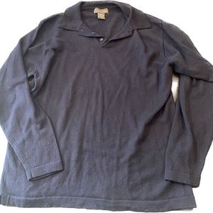 Men’s Large Banana Republic Navy Long Sleeve Polo Extra Fine Merino Wool